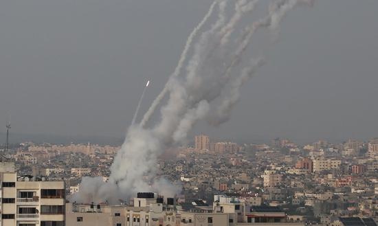  5月10日，火箭弹从巴勒斯坦加沙地带射向以色列。