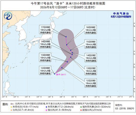 今年第17号台风“浪卡”生成