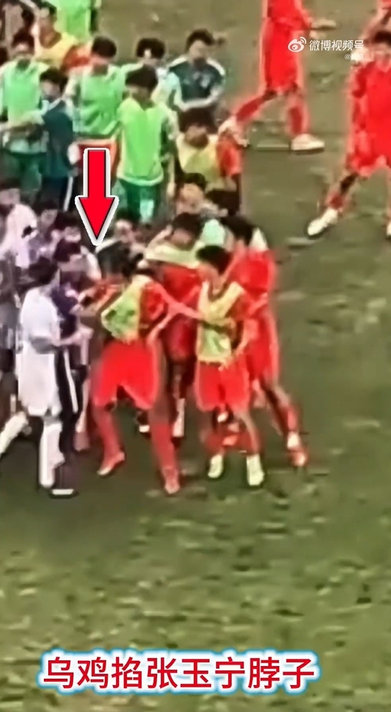 张玉宁在赛后冲突中被掐脖子