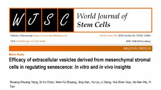 在干细胞与衰老研究领域取得新进展——齐鲁细胞谭毅、杨双双领衔的团队在重要国际期刊发表研究论文