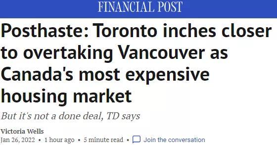 火！多伦多或取代温哥华，成为加拿大房价最贵城市！