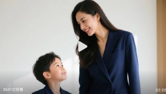 小海绵穿不下童装的西装了 8岁150cm的身高了