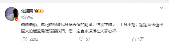 张凯丽长文悼念郑佩佩