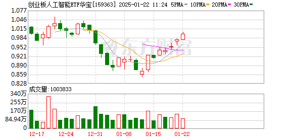 5000亿美元大利好！CPO持续火热 创业板人工智能ETF华宝逆市涨逾2% “易中天”领跑