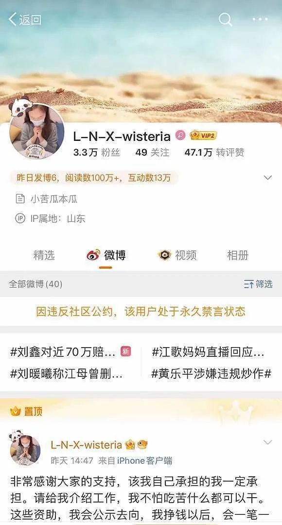 刘鑫大号小号全被禁言 江歌母亲发文举报 律师解读：违反《民法典》相关规定