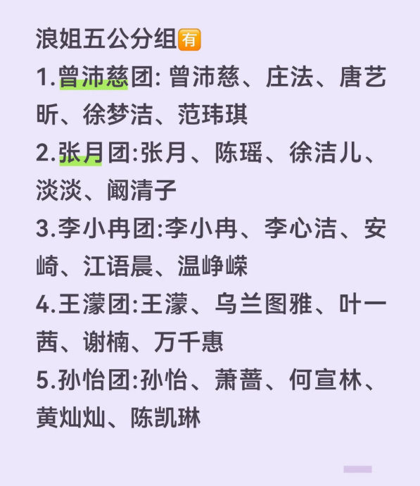 浪姐五公分组