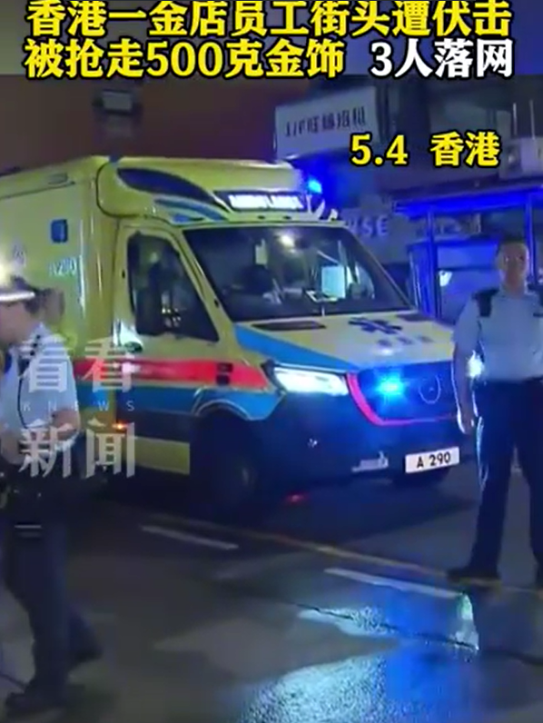 香港金店员工遭伏击被抢500克金饰 3人落网