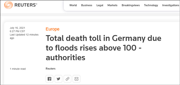 德国洪灾死亡人数破百