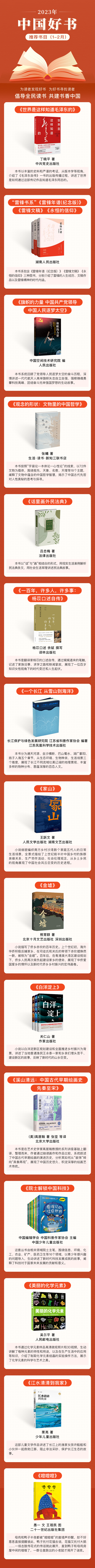 2023年“中国好书”推荐书目（1-2月）发布