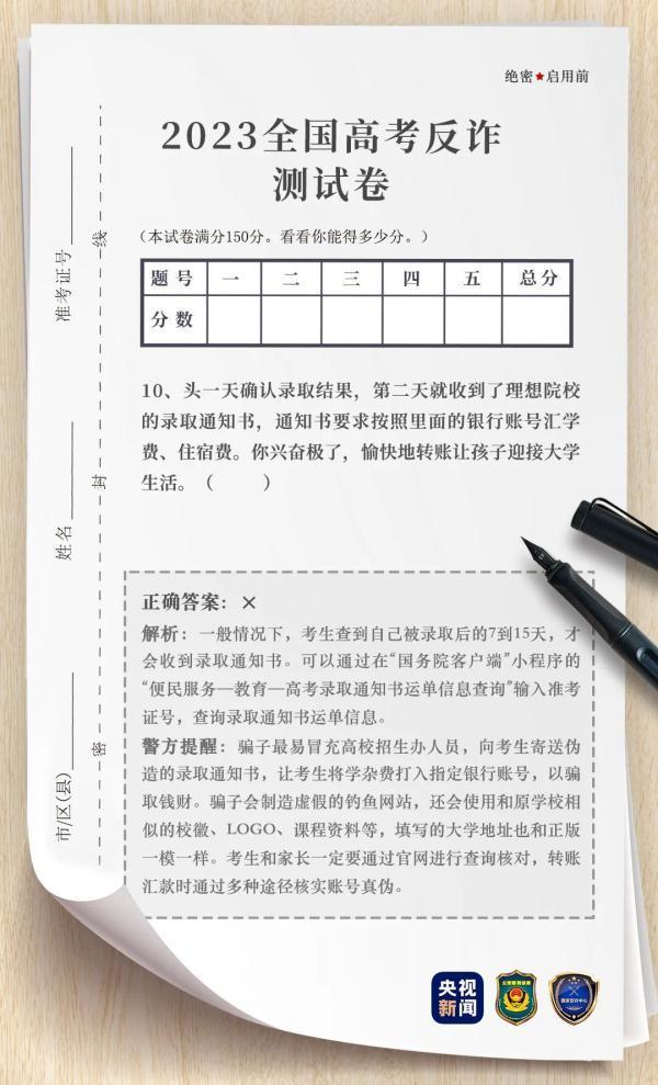 套路无数陷阱遍布！ 这份“高考反诈试卷”你能考多少分？
