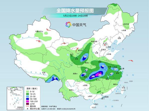 暴雨中心位于河南湖北安徽 局地日降雨量将破5月极值