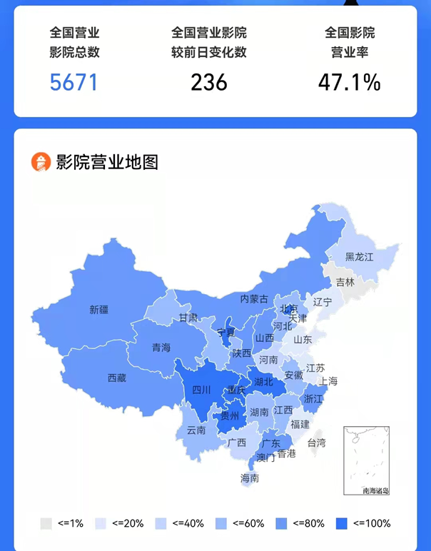 影院受疫情影響營業率不足50多部重量級影片退守五一檔