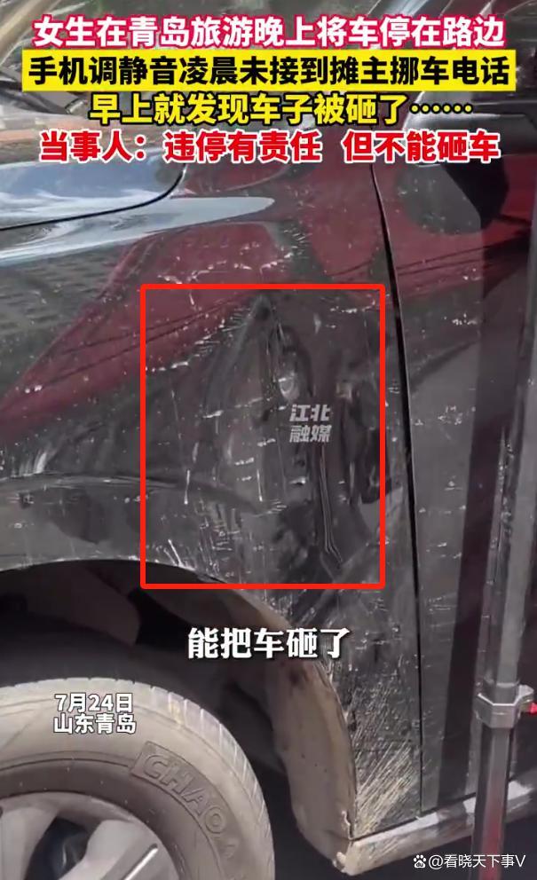 女子称停在路边的车子被人砸了
