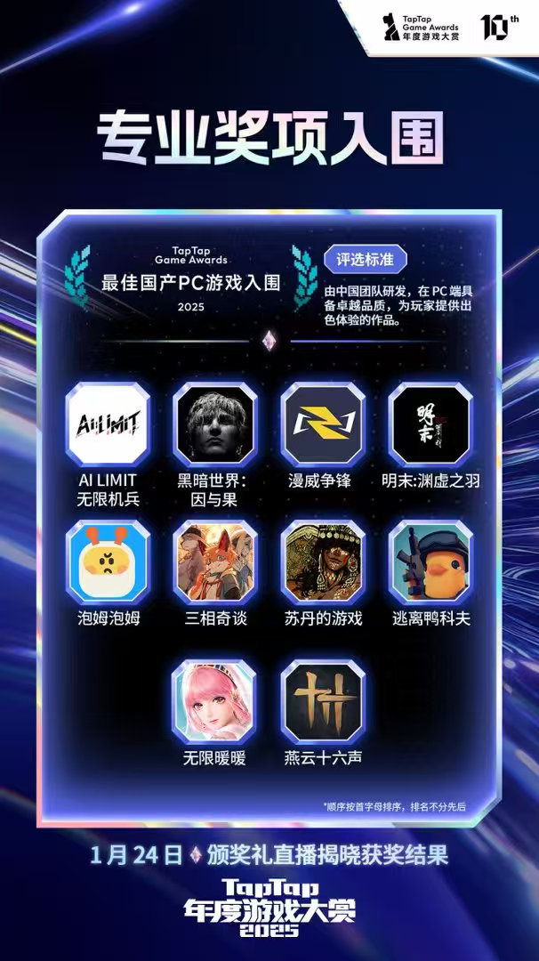 2025TapTap年度游戏投票