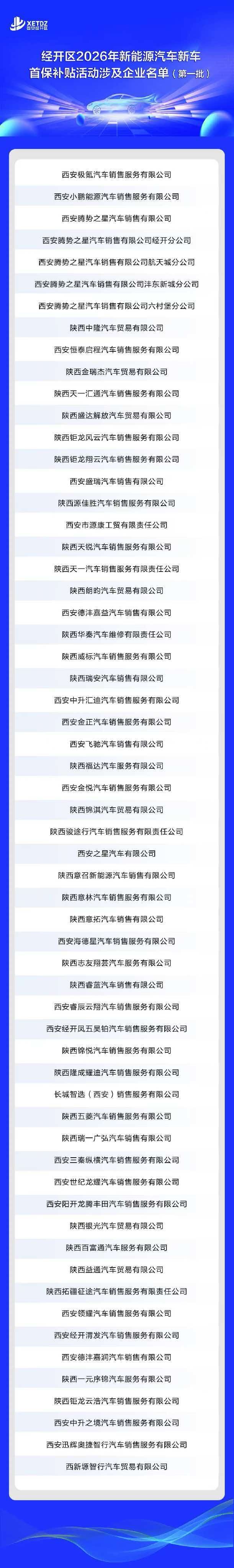 最高补贴5000元!西安经开区2026年新能源汽车新车首保活动来了