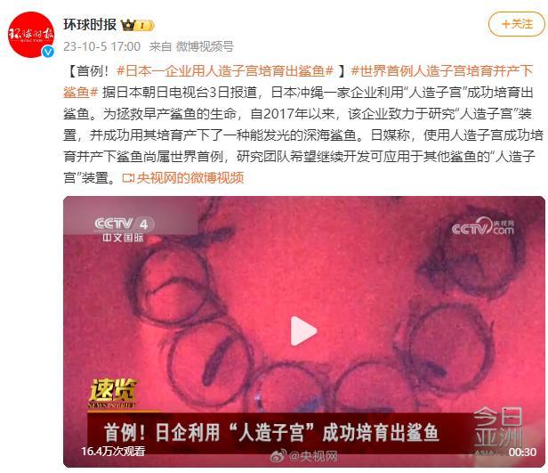 人造子宫成功培育出鲨鱼 研究团队希望继续开发可应用于其他鲨鱼的“人造子宫”装置