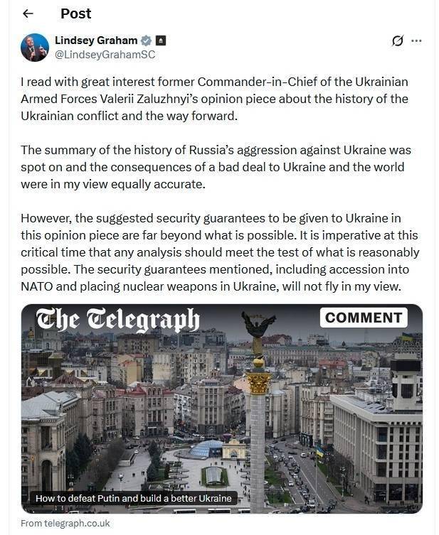 前乌军总司令主张在乌部署核武器和盟军部队 安全保障引争议