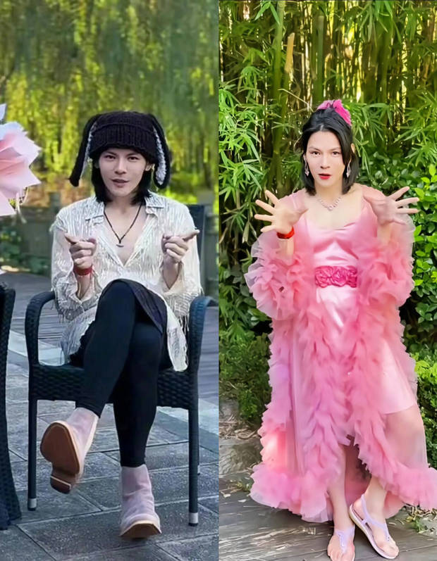 向佐最新直播造型曝光 涂口红穿短裤配黑丝