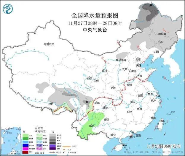 全国多地迎降雪天气 寒潮携大风南下