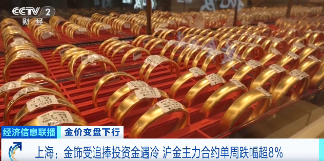 金价一路连跌 每克直降超200元 金饰价格大幅回落