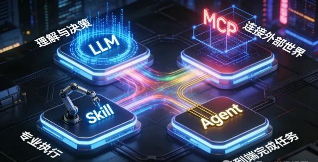 AI里的LLM、Agent、MCP和Skill究竟如何配合？看完就能轻松说清楚
