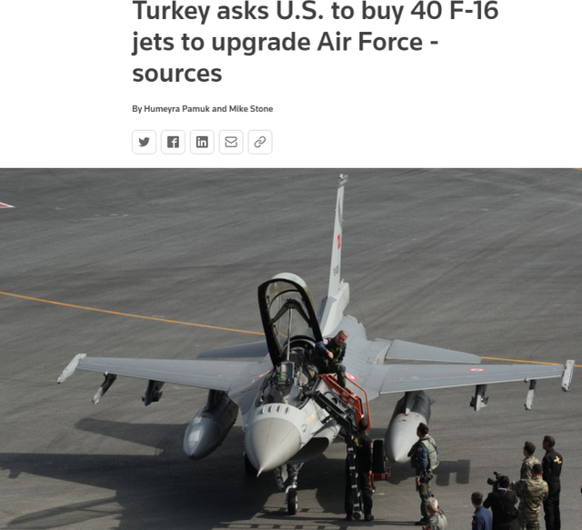 被踢出F-35项目后土耳其求购40架F-16 结局堪忧