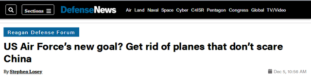 美空军部长呼吁淘汰老飞机