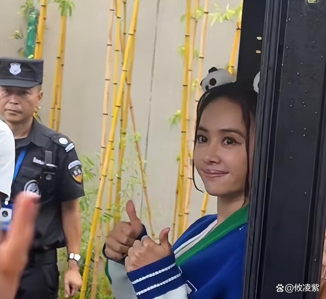 蔡依林打卡四川熊猫基地 戴着熊猫看熊猫笑得合不拢嘴