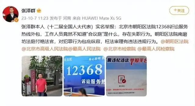 张泽群实名举报朝阳法院 法院回应:得去核实有没有这事