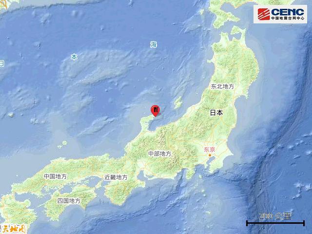 日本本州西岸近海发生5.8级地震 震源深度10千米