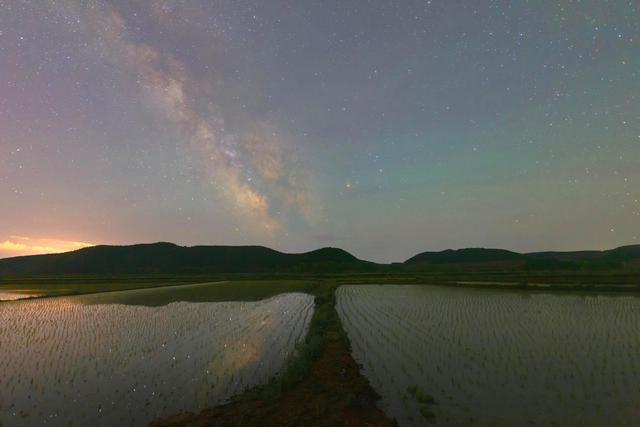 延时摄影看北大仓星空稻田好惊艳