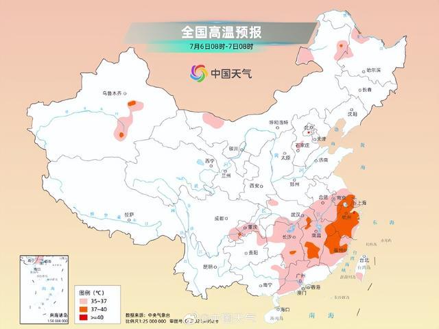 江浙沪闽成全国最热区域 高温炙烤将持续一周