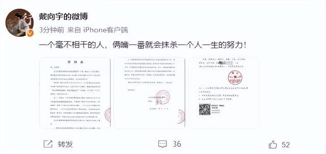 戴向宇发无犯罪记录证明 力证清白破除谣言