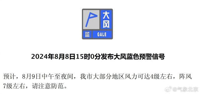 北京全市今日普遍有大到暴雨 局地大暴雨伴7级阵风