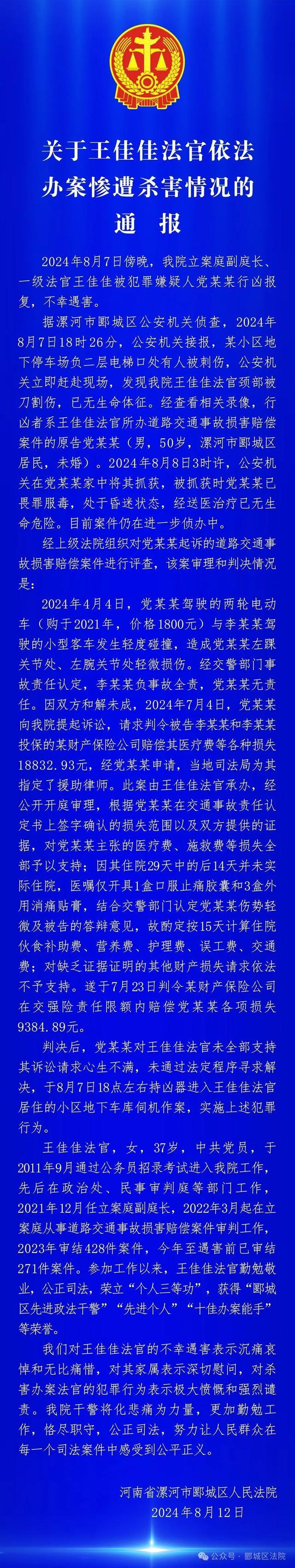 王佳佳法官今年已审结271件案件