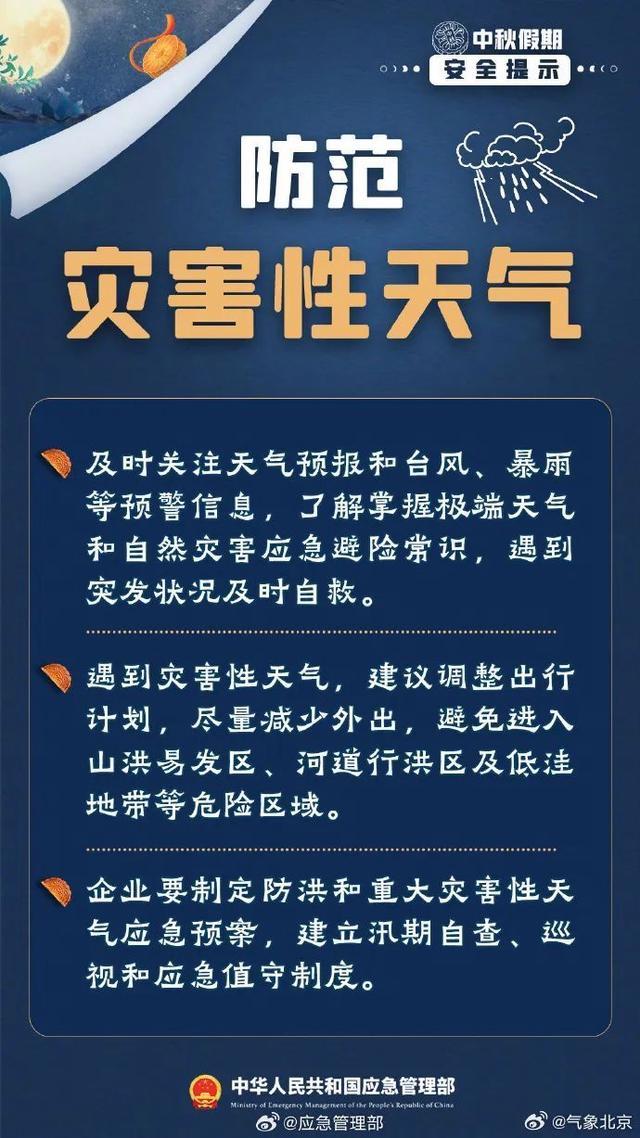 2024年北京地区中秋节天气预报 多云为主，赏月宜添衣