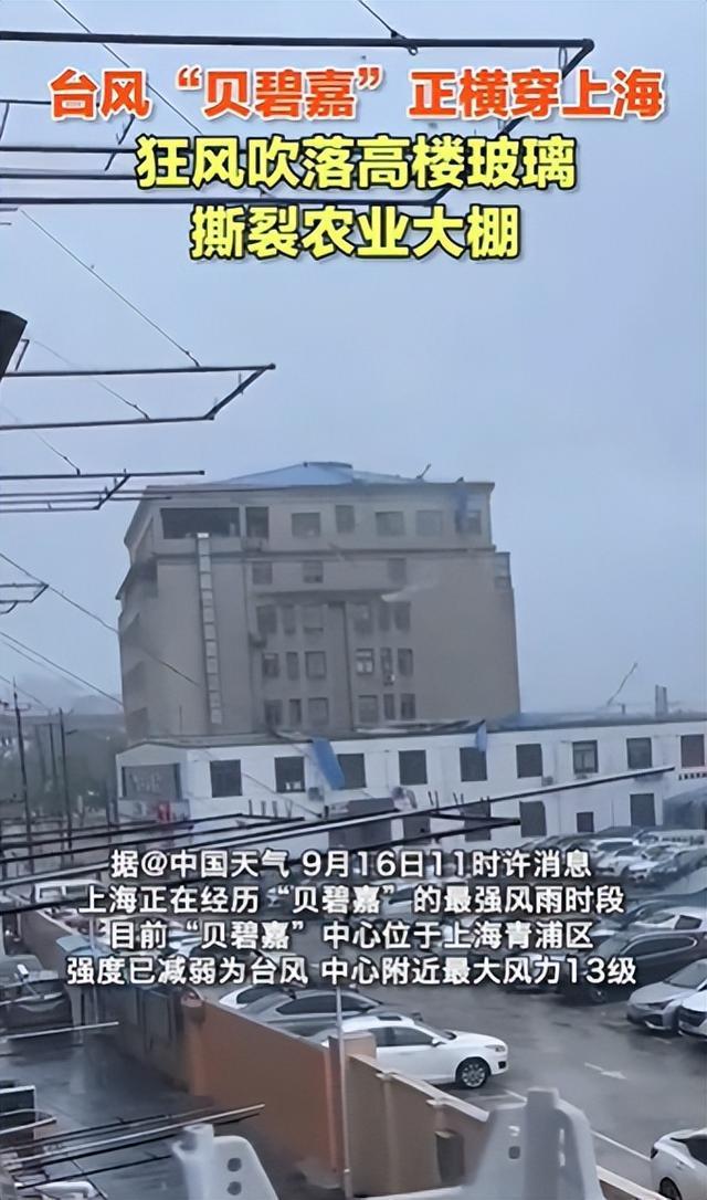 贝碧嘉横穿上海 高楼玻璃被吹落 城市安全警钟再响