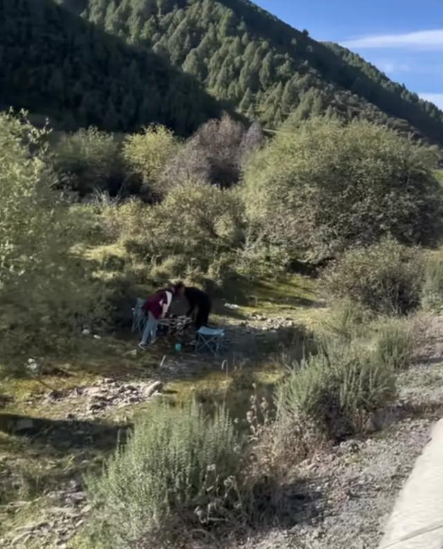 两人随意停车路边野餐 遭被堵司机怒批 国庆出行添堵引公愤