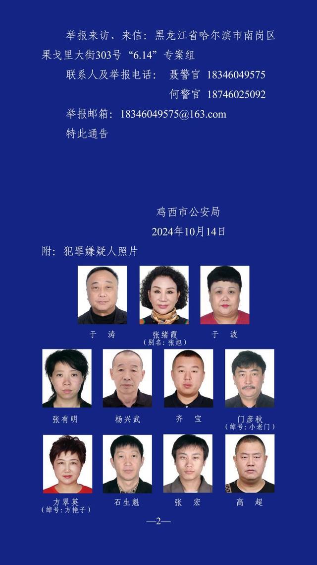 于涛妻子姐姐同为犯罪集团头目 警方公开征集线索