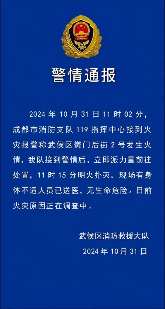 官方通报成都一商铺发生火灾 明火已扑灭无生命危险