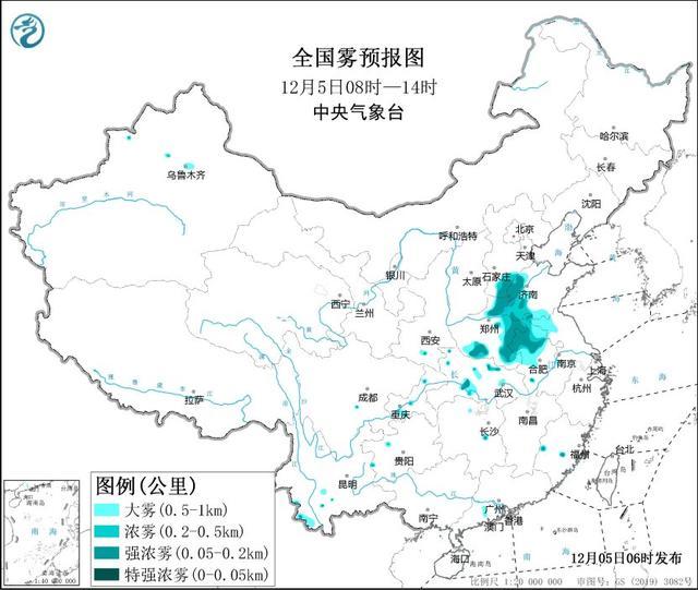 黄色预警！河南山东安徽江苏等地有大雾