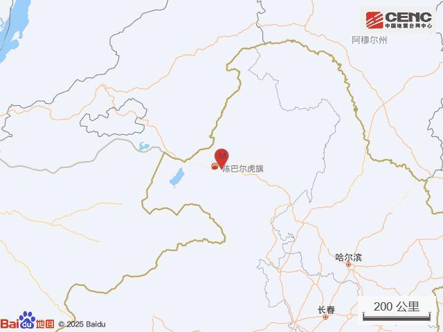 呼倫貝爾市陳巴爾虎旗發(fā)生3.8級地震