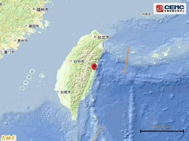 台湾花莲县发生5.3级地震 震源深度19公里