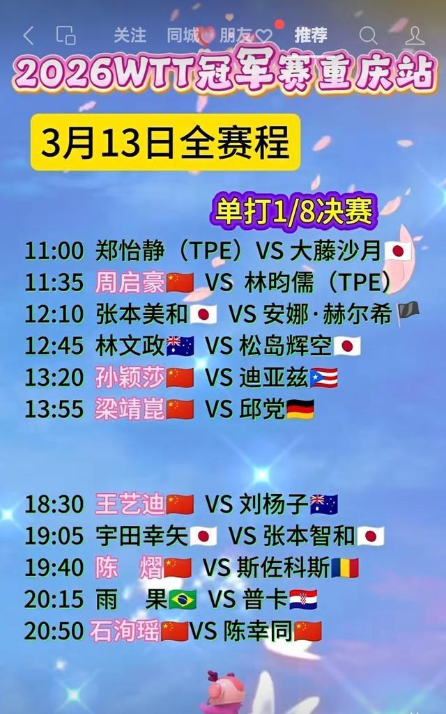 WTT重庆冠军赛陪看