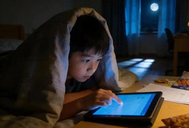 小孩趁家长熟睡玩平板