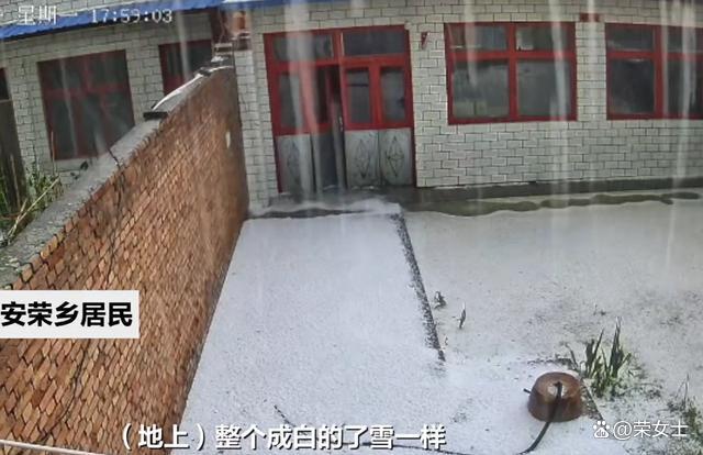 山西山阴遭冰雹袭击 地上如白雪覆盖 农田受损严重
