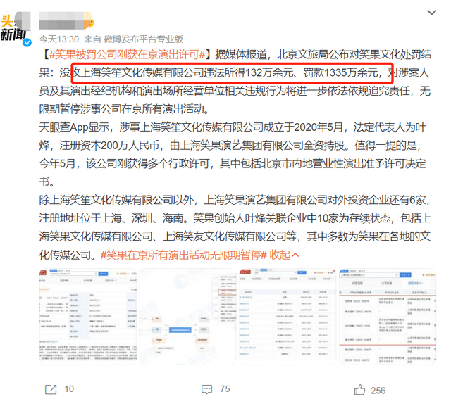 笑果又出新瓜！被扒多家子公司欠税被催收，行业受冲击演出叫停