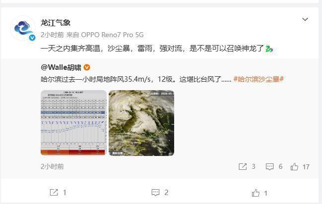 哈尔滨遭罕见沙尘暴侵袭 12级狂风如末日场景