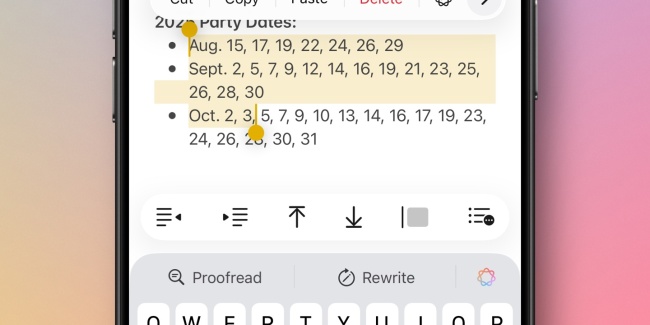 苹果 iOS 26 备忘录工具栏选项增至 18 个，可根据情境自适应切换