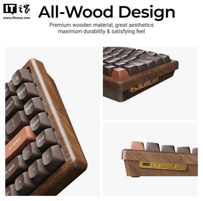 Keychron 推出 K2 HE 全木特别版机械键盘：三模连接，佳达隆双轨磁轴